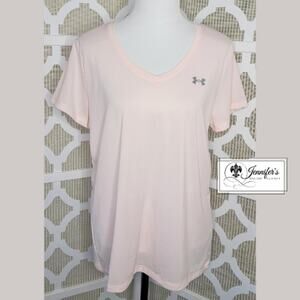 Under Armour Women's Light Pink Loose Heat Gear Short Sleeve Top Size XL